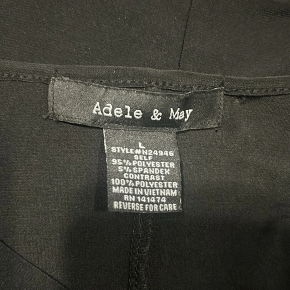 Adele‎ & May Women’s Black Sheer SS Rhinestone Shoulder Accents Top Large - Picture 8 of 8